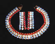 Rhinestone Patriotic Earring and Bracelet Set