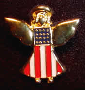 Patriotic Angel Pin with Crystal